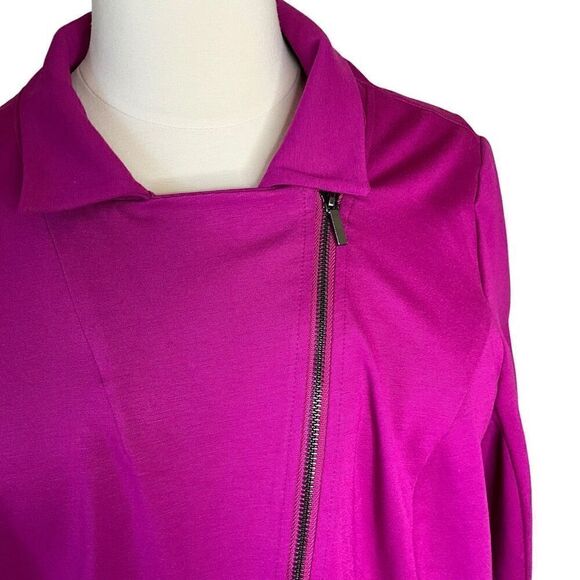 Lane Bryant Womens Plus 28 4X Ponte Moto Jacket Pink Asymmetrical Zip Stretch - Picture 2 of 15